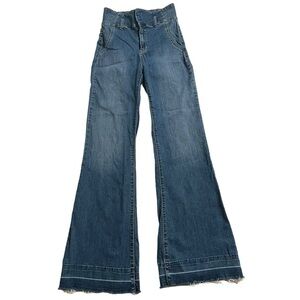 Sneak Peek Look At Me Ultra High Rise Flare Raw Hem Stretch Denim Jeans Sz 5/27
